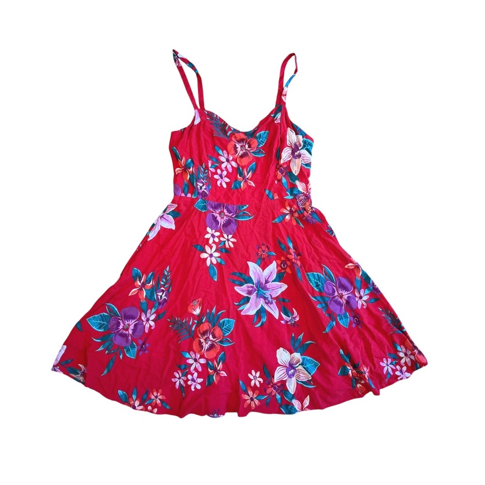 NEW Old Navy Red Floral Cami Dress Sleeveless Fit Flare Resortwear Summer Medium